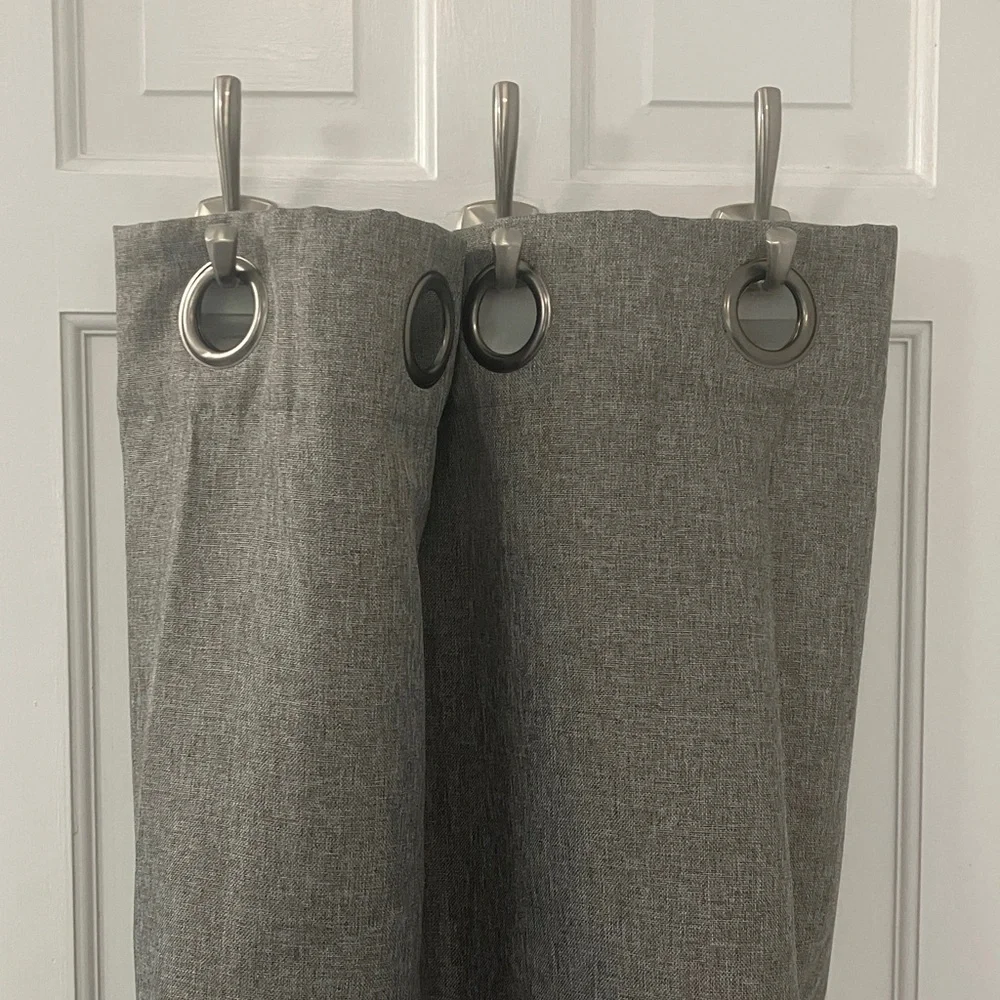 Set of 2 Grey window Curtains about 3ft by 7 ft with grommets.  rod hanging
